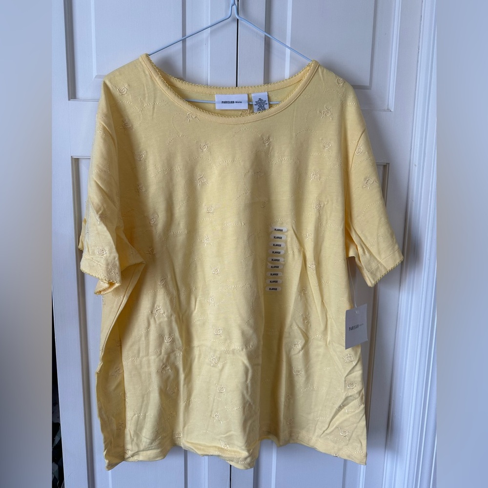 Parisian Works Shirt Sleeve Yellow Tee Size XL NWT